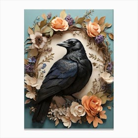 Crow In A Wreath 2 Canvas Print