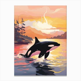 Orca Whale By Rocky Coastline4 Canvas Print