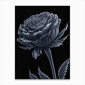 A Carnation In Black White Line Art Vertical Composition 56 Canvas Print