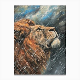 African Lion Facing A Storm Acrylic Painting 2 Canvas Print