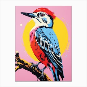Andy Warhol Style Bird Woodpecker 4 Canvas Print