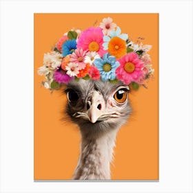 Bird With A Flower Crown Emu 2 Canvas Print