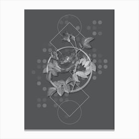 Vintage Pink Rose Turbine Botanical with Line Motif and Dot Pattern in Ghost Gray n.0041 Canvas Print