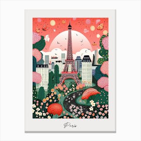 Poster Of Paris, Illustration In The Style Of Pop Art 4 Canvas Print