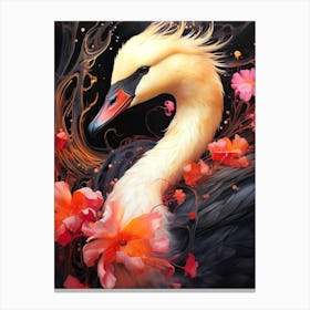 Swan With Flowers 1 Canvas Print