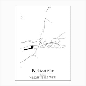 Partizanske,Slovakia Minimalist Map Canvas Print