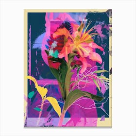 Lobelia 2 Neon Flower Collage Canvas Print