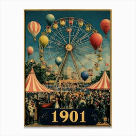 Aihrgdesign A Nostalgic Poster Of A 1901 Fairground With A Fe 175c30fc 4de8 4f74 95ae 83af8aee6ec5 0 Canvas Print