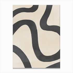 Black And Beige Wavy Lines Canvas Print