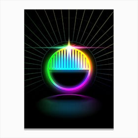 Neon Geometric Glyph in Candy Blue and Pink with Rainbow Sparkle on Black n.0032 Canvas Print