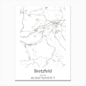 Bretzfeld,Germany Minimalist Map Canvas Print