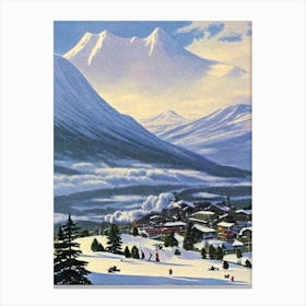 Niseko, Japan Ski Resort Vintage Landscape 1 Skiing Poster Canvas Print