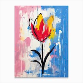 Urban Garden Dreams: Tulips in Neo-Expressionist Glory Canvas Print