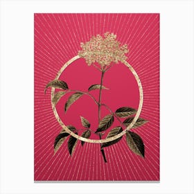 Gold Elderflower Tree Glitter Ring Botanical Art on Viva Magenta n.0019 Canvas Print