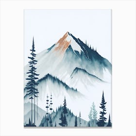 Mountain And Forest In Minimalist Watercolor Vertical Composition 83 Canvas Print