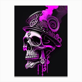 Skull With Psychedelic Patterns Pink 3 Stream Punk Canvas Print