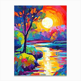 Sunset By The River Canvas Print