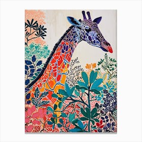 Colourful Giraffe With Patterns 3 Canvas Print