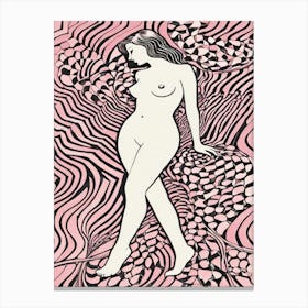 The Pink Naked Woman line art in pink Canvas Print