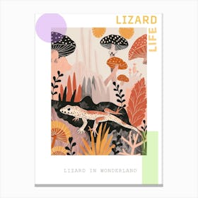 Lizard In The Mushrooms Modern Colourful Abstract Illustration 2 Poster Canvas Print