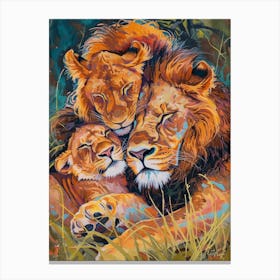 Transvaal Lion Family Bonding Fauvist Painting 5 Canvas Print