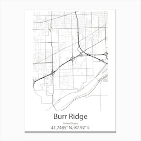 Burr Ridge,United States Minimalist Map Canvas Print