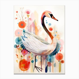 Bird Painting Collage Swan 3 Canvas Print