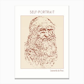 Line Art Minimalist – Self Portrait – Leonardo Da Vinci – Classic Painting 1 Canvas Print