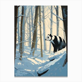 Winter Badger 3 Illustration Canvas Print