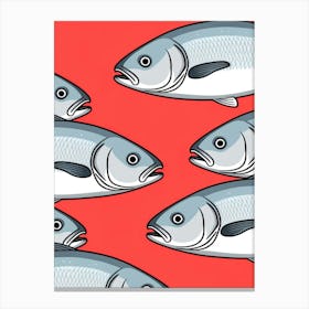 Fishes On A Red Background Canvas Print