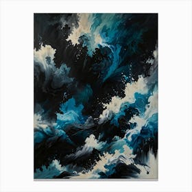 Black Blue And White Abstract Painting Canvas Print