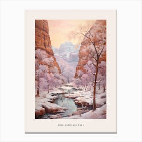 Dreamy Winter National Park Poster  Zion National Park United States 1 Canvas Print