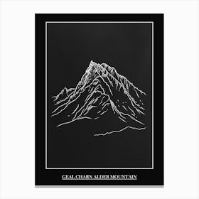 Geal Charn Alder Mountain Line Drawing 4 Poster Canvas Print