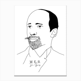 W. E. B. Du Bois American Activist Legend in Black White Line Art Illustration Canvas Print