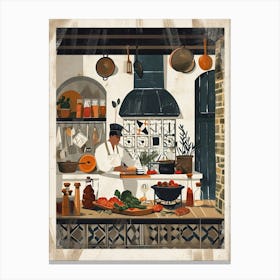 Chef In A Geometric Kitchen Illustration Canvas Print