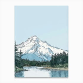 Mount Baker Usa Color Line Drawing (8) Canvas Print