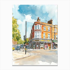 Waltham Forest London Borough   Street Watercolour 2 Canvas Print