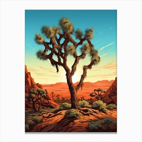  Retro Illustration Of A Joshua Tree In Mountain 5 Canvas Print