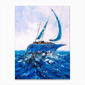 Blue Sailboat Canvas Print