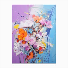 Abstract Flower Painting Lilac 1 Canvas Print