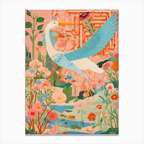 Maximalist Bird Painting Great Blue Heron 1 Canvas Print