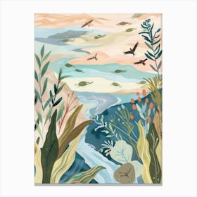 Frogs Pastels Jungle Illustration 4 Canvas Print