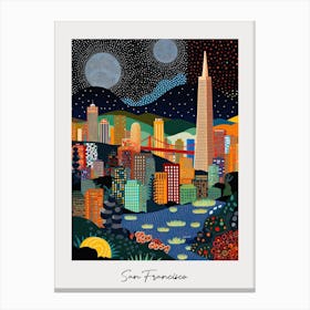 Poster Of San Francisco, Illustration In The Style Of Pop Art 2 Canvas Print