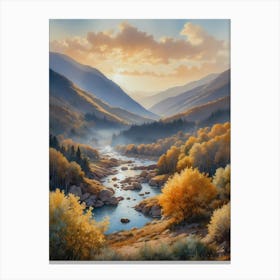 Sunrise Over The River Canvas Print