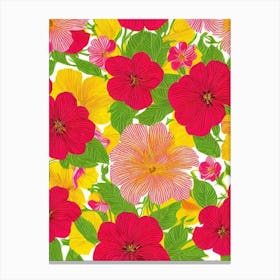 Alstromeria Repeat Retro Flower Canvas Print