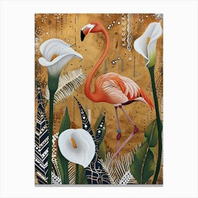 Greater Flamingo And Calla Lily Boho Print 3 Canvas Print