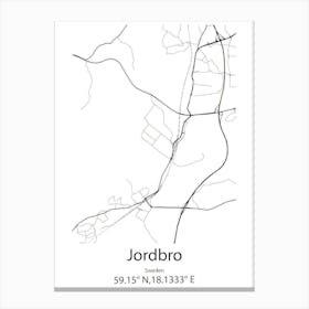 Jordbro,Sweden Minimalist Map Canvas Print