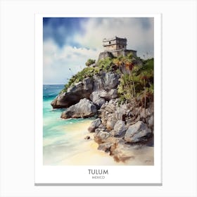 Tulum Mexico Watercolour Travel Poster 3 Canvas Print