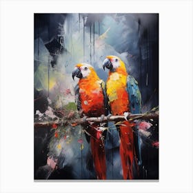 Parrots Abstract Expressionism 2 Canvas Print
