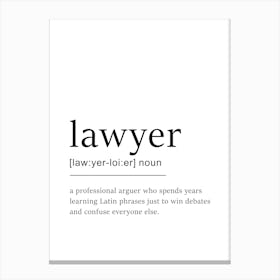 Lawyer Definition Poster - Dictionary Canvas Print